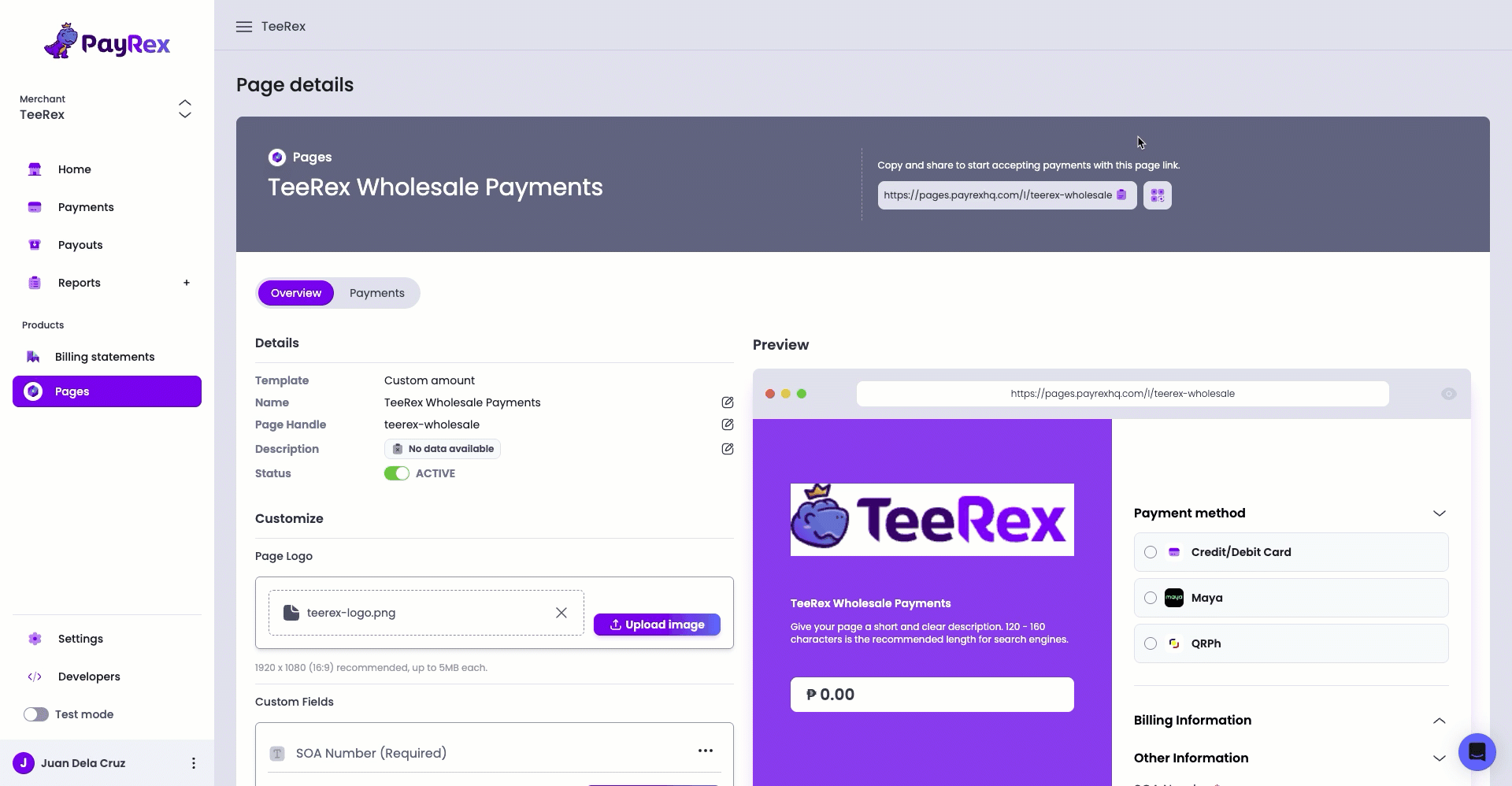 Generate page QR code