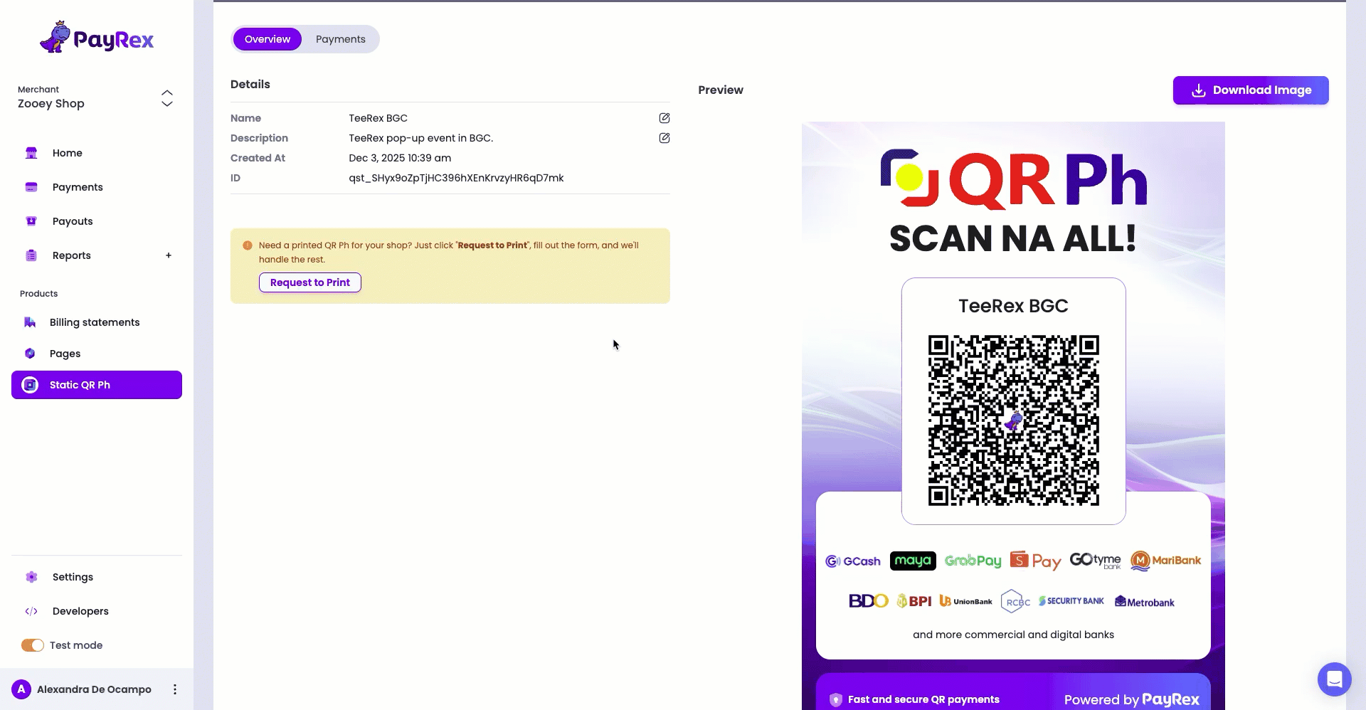 QR Ph code - Request standee