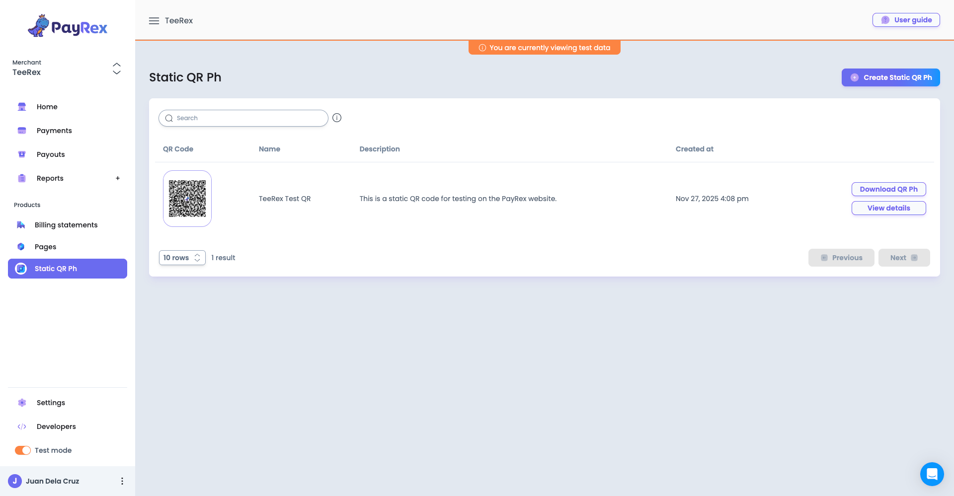 Static QR Ph listing