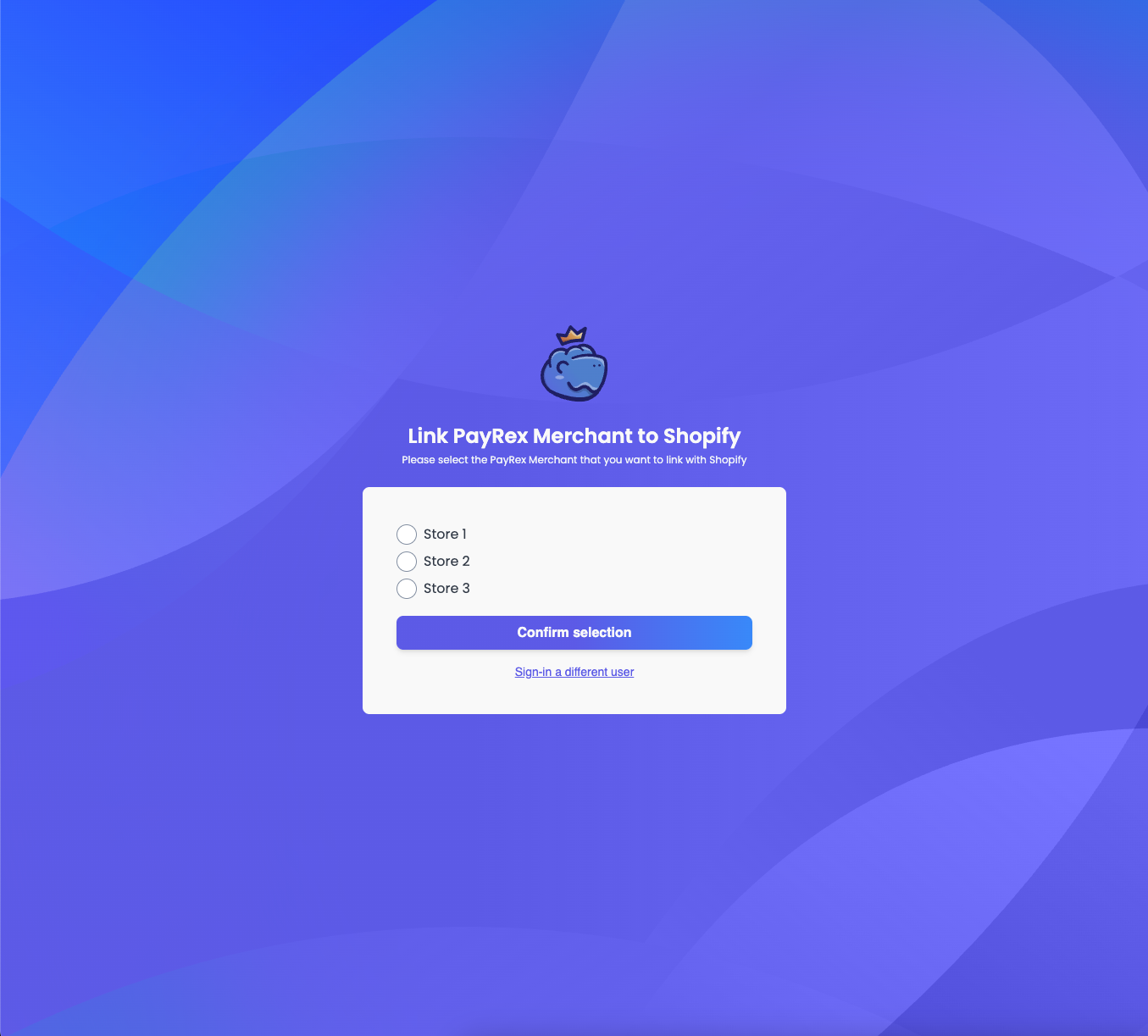 PayRex Choose Merchant to link